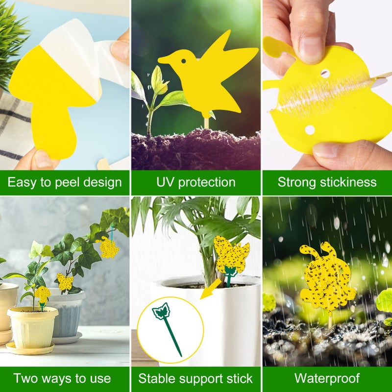 Stingmon 96 Pack Yellow Fungus Gnat Sticky Traps, Gnat Traps for House Indoor Gnats Killer, House Plant Gnats Bugs Sticky Killer Fruit Fly Traps for Indoor - Image 3
